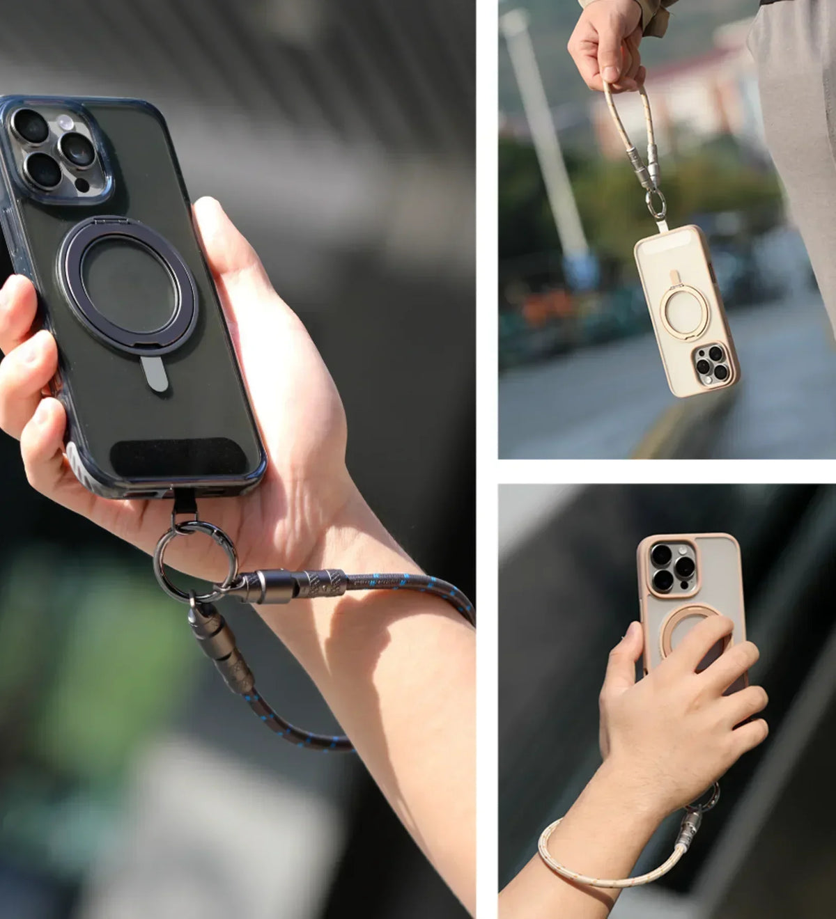 ROCK R15 Phone Lanyard + Fast-Charging Data Cable - Beige