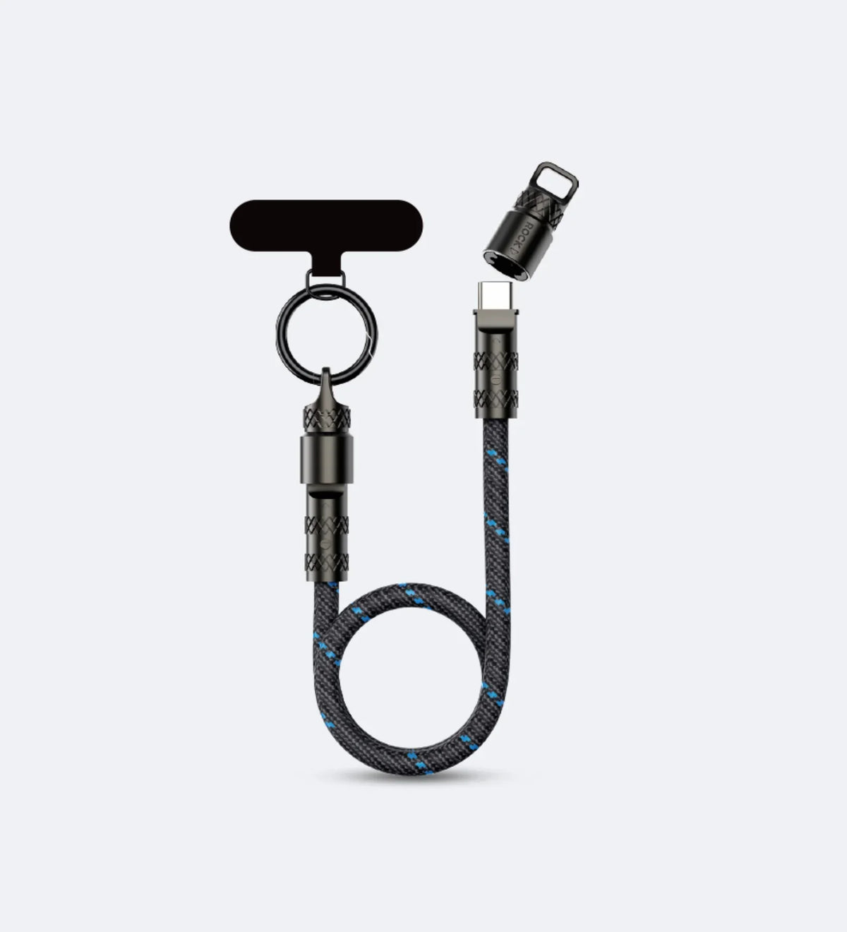 ROCK R15 Phone Lanyard + Fast-Charging Data Cable - Black