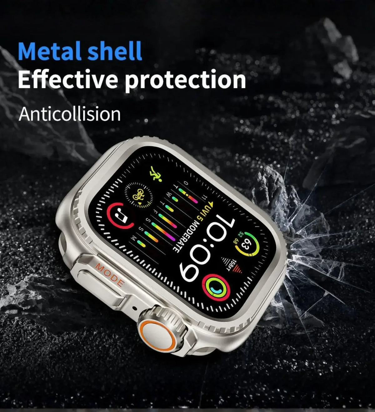 Apple Watch Ultra Converter Case Cover – Instantly Transform 44/45/46mm into Ultra Look - Natural Titanium