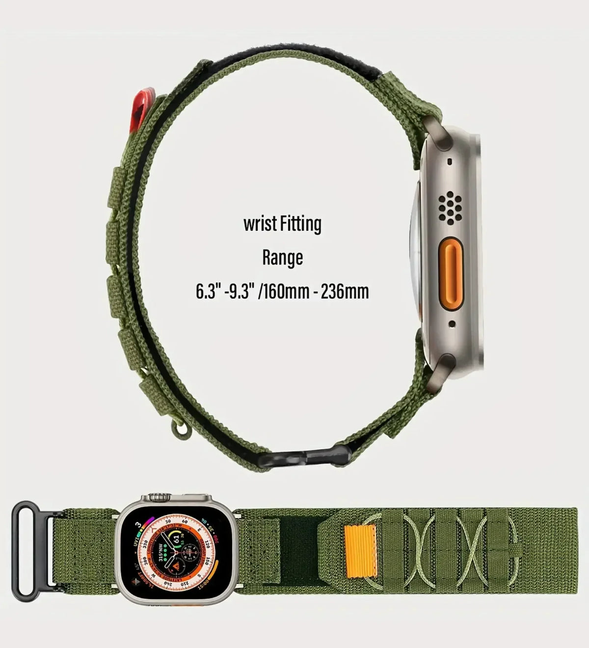 Breathable Woven Nylon Apple Watch Band - Army Green