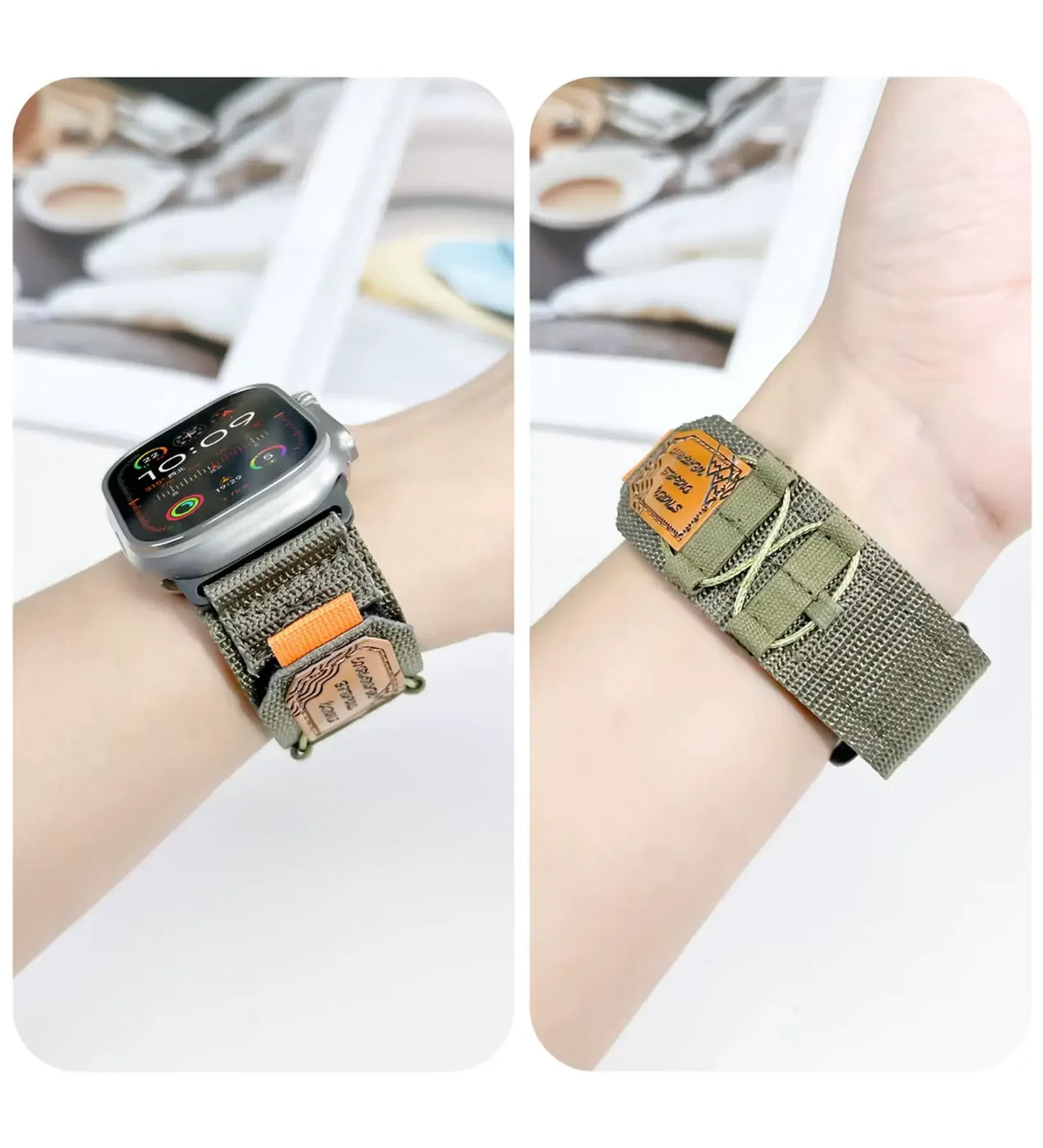 Breathable Woven Nylon Apple Watch Band - Army Green
