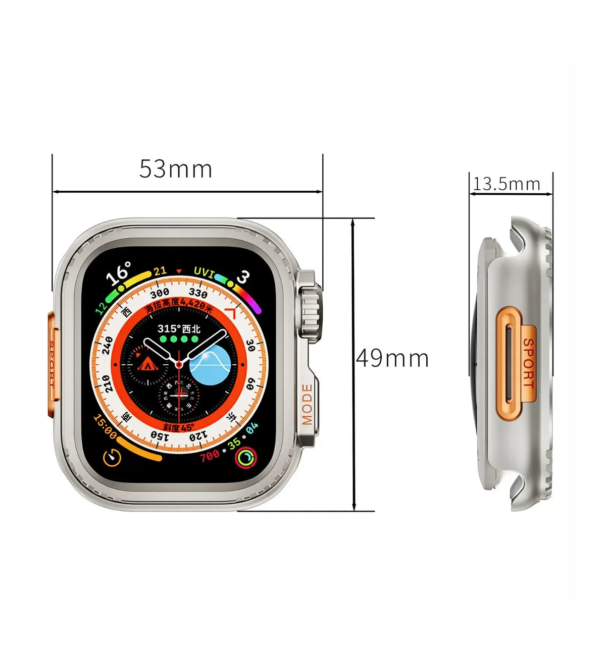 Apple Watch Ultra Cases & Covers - 49mm Stainless Steel Bumper