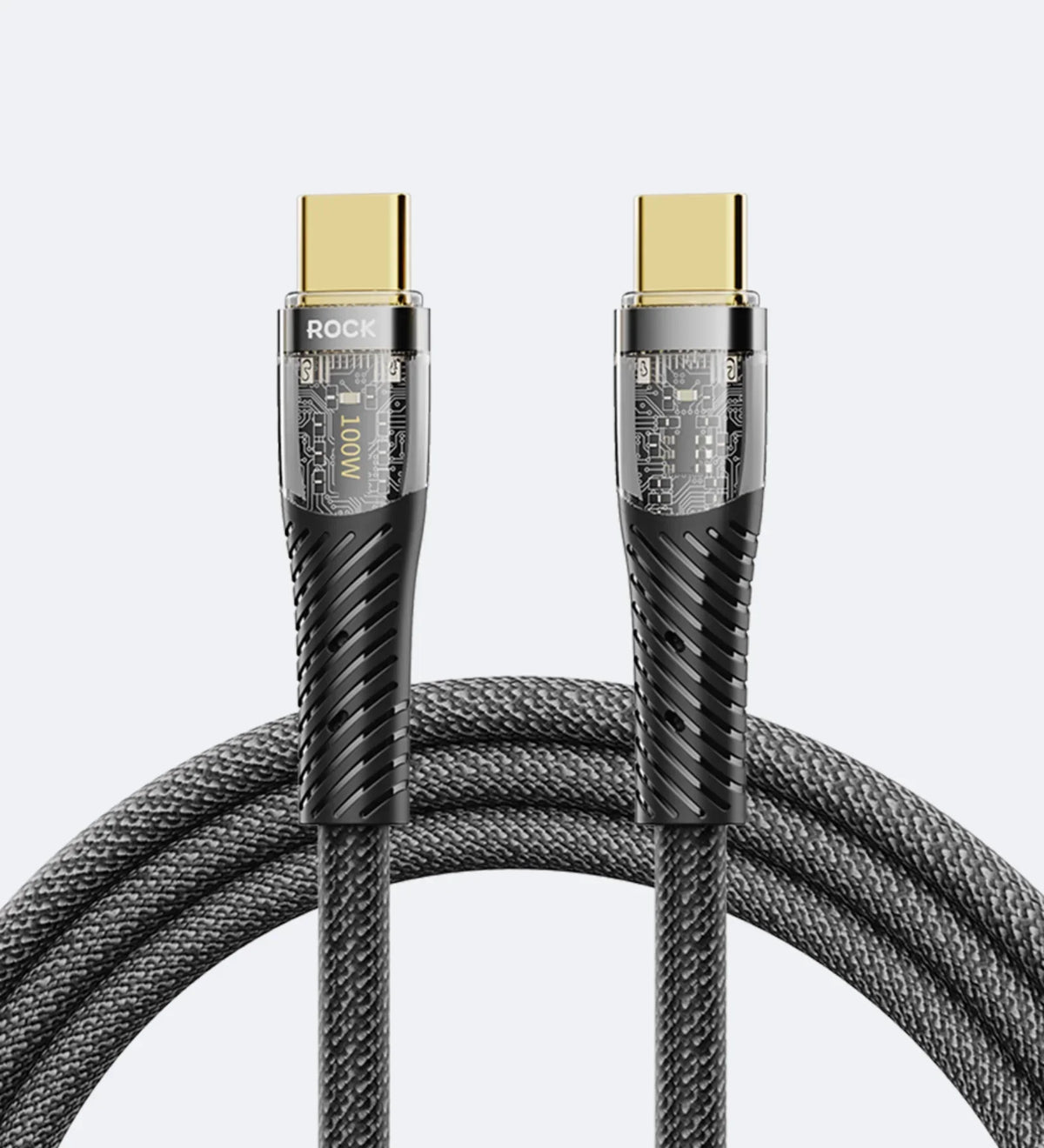 ROCK Z21 100W Transparent USB-C to USB-C Cable – Fast Charging & Data Transfer (1.2m)