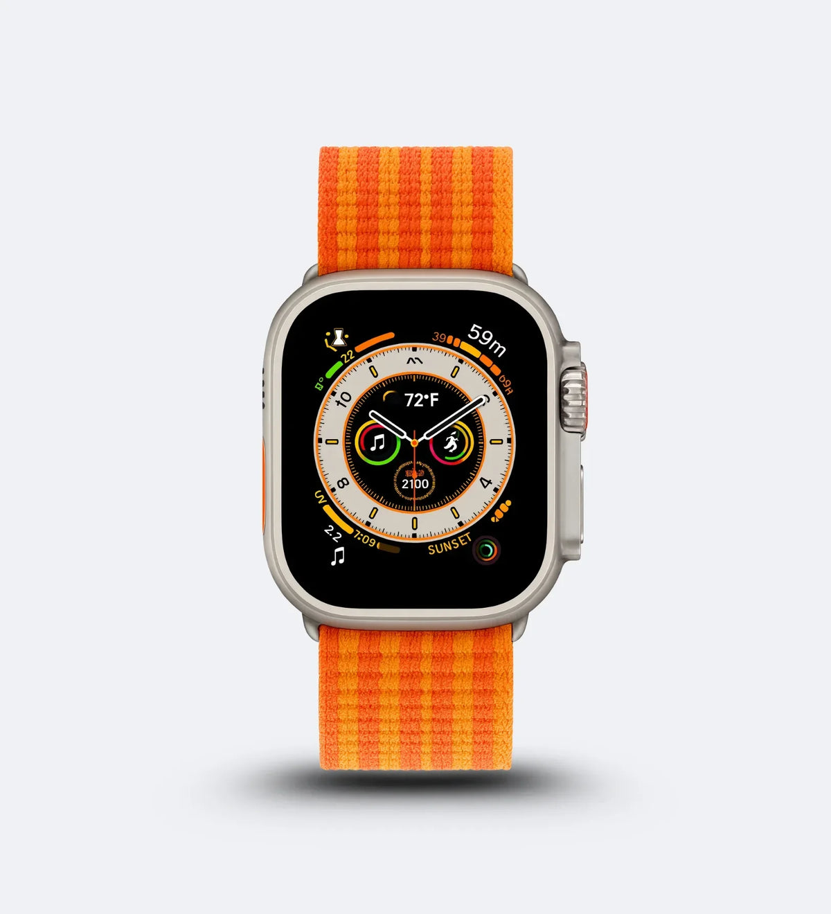 Parachute-Buckle Striped Nylon Apple Watch Band - Orange