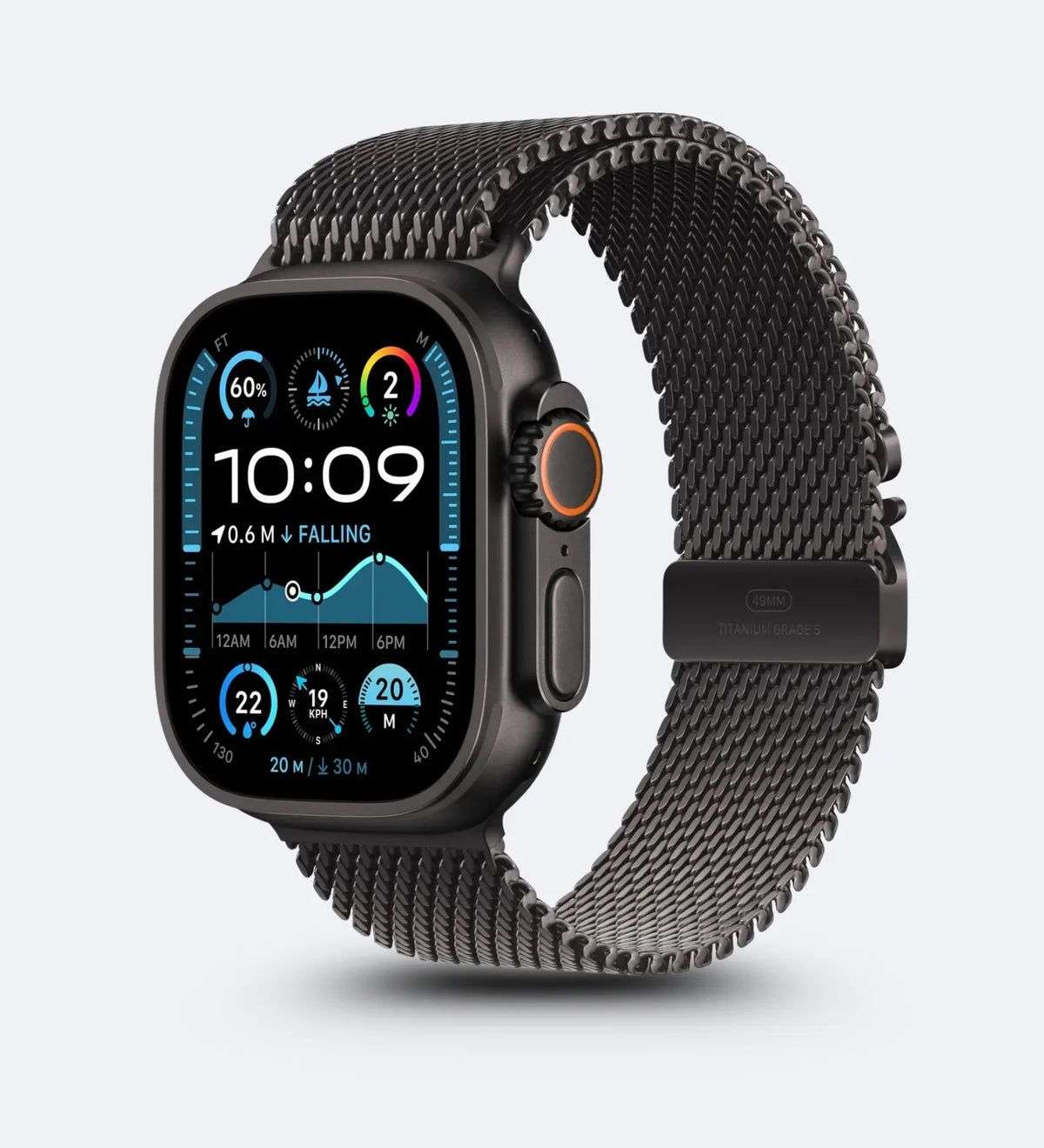 Woven Stainless Steel Mesh Band - Compatible with Apple Watch 42/44/45mm - Black Titanium