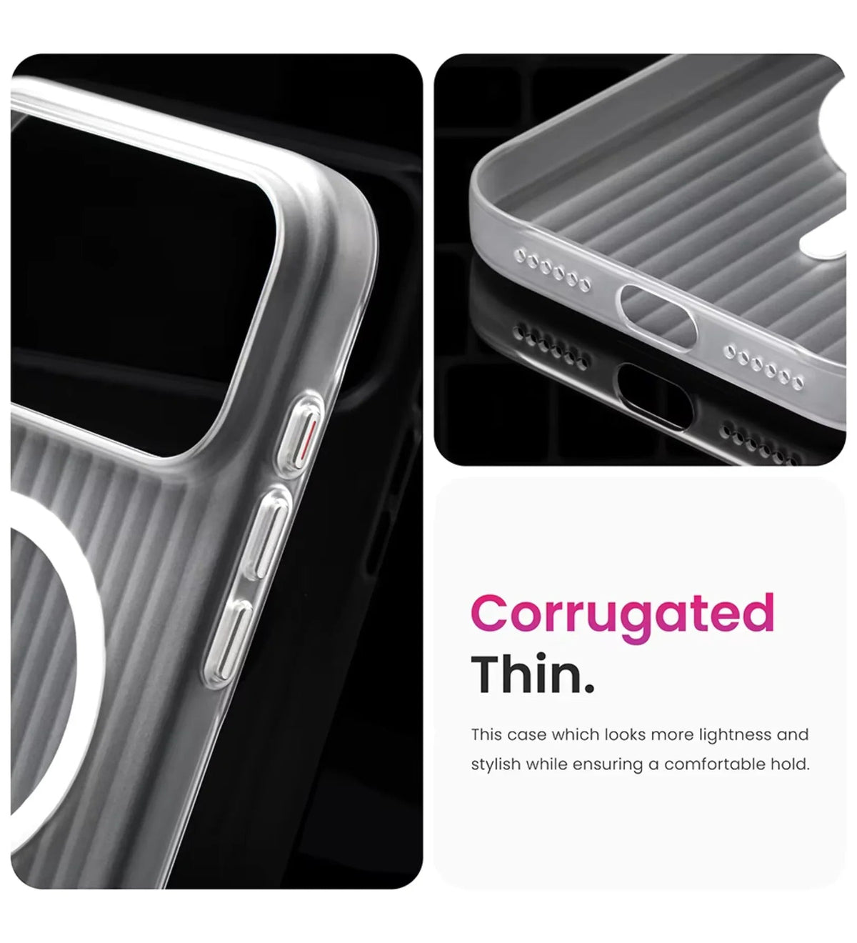 Corrugated Hybrid MagSafe Case Cover for iPhone - White
