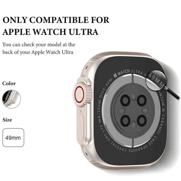 Clear Hybrid Bumper Case for Apple Watch Ultra 49mm – Shockproof Transparent Cover