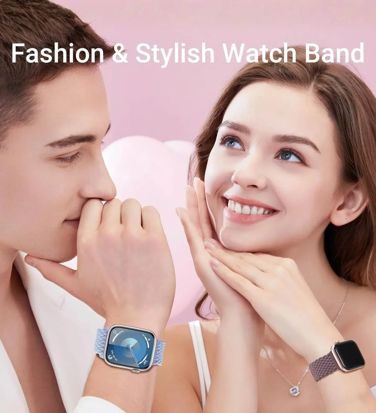 Magnetic Buckle Braided Loop Band for Apple Watch - Blue Nylon Strap