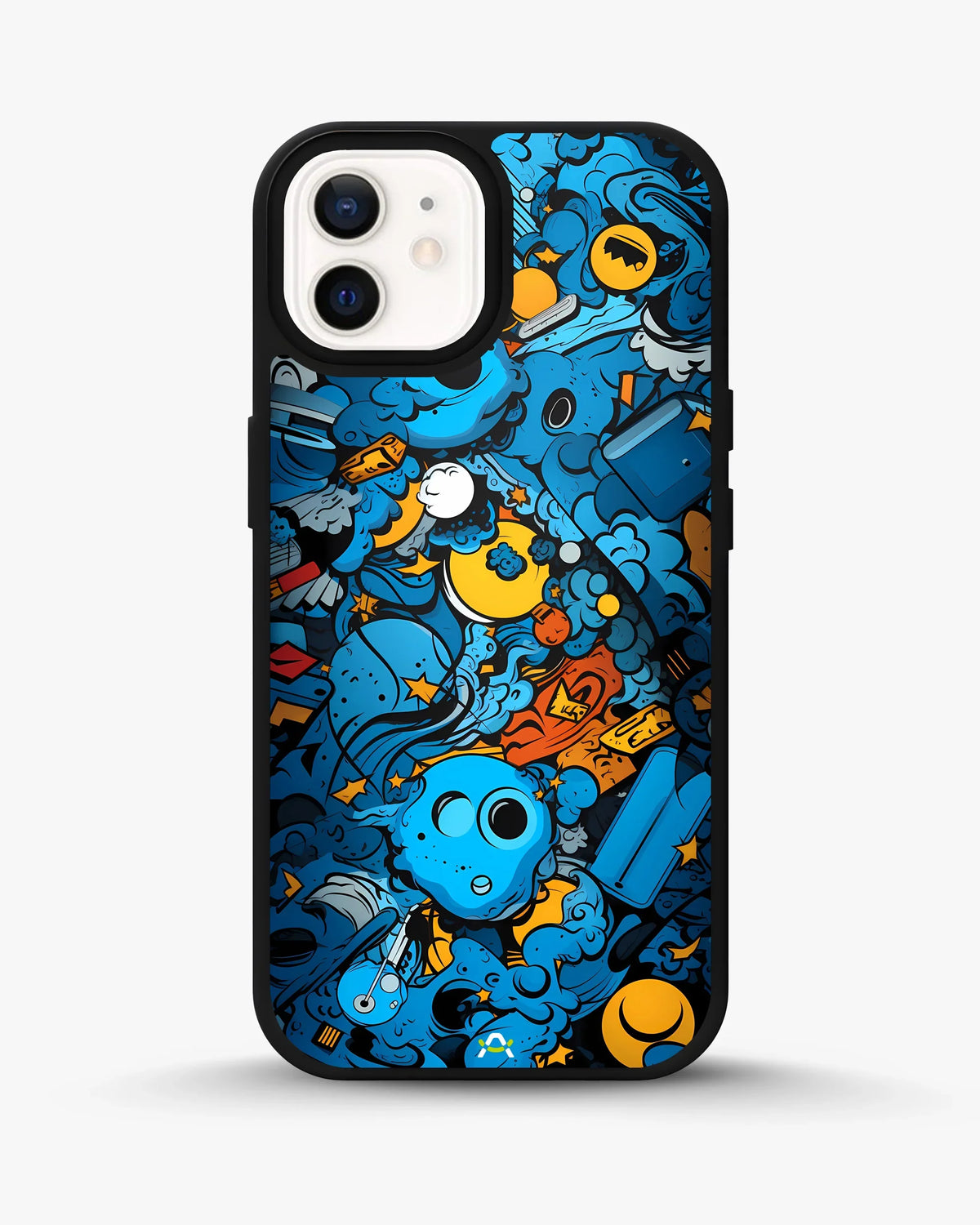 Blue Doodle Art Phone Case - Playful Cartoon Collage Print for iPhone, Samsung, Pixel, OnePlus & Vivo