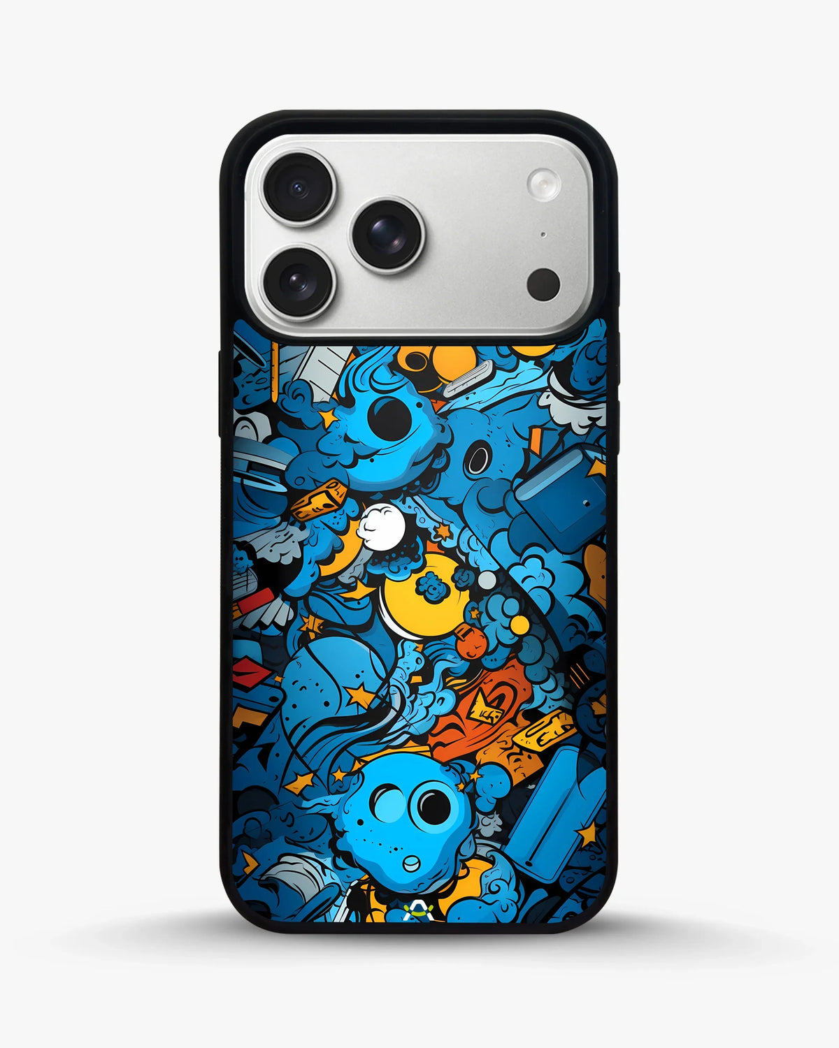 Blue Doodle Art Phone Case - Playful Cartoon Collage Print for iPhone, Samsung, Pixel, OnePlus & Vivo