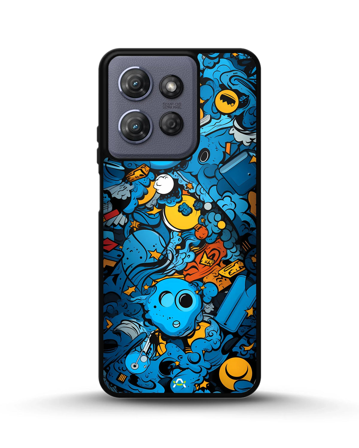 Blue Doodle Art Phone Case - Playful Cartoon Collage Print for iPhone, Samsung, Pixel, OnePlus & Vivo