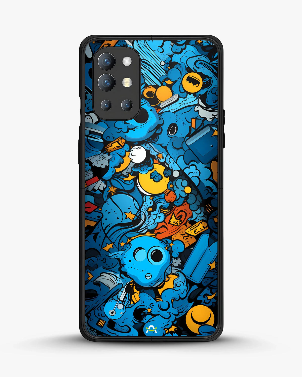 Blue Doodle Art Phone Case - Playful Cartoon Collage Print for iPhone, Samsung, Pixel, OnePlus & Vivo