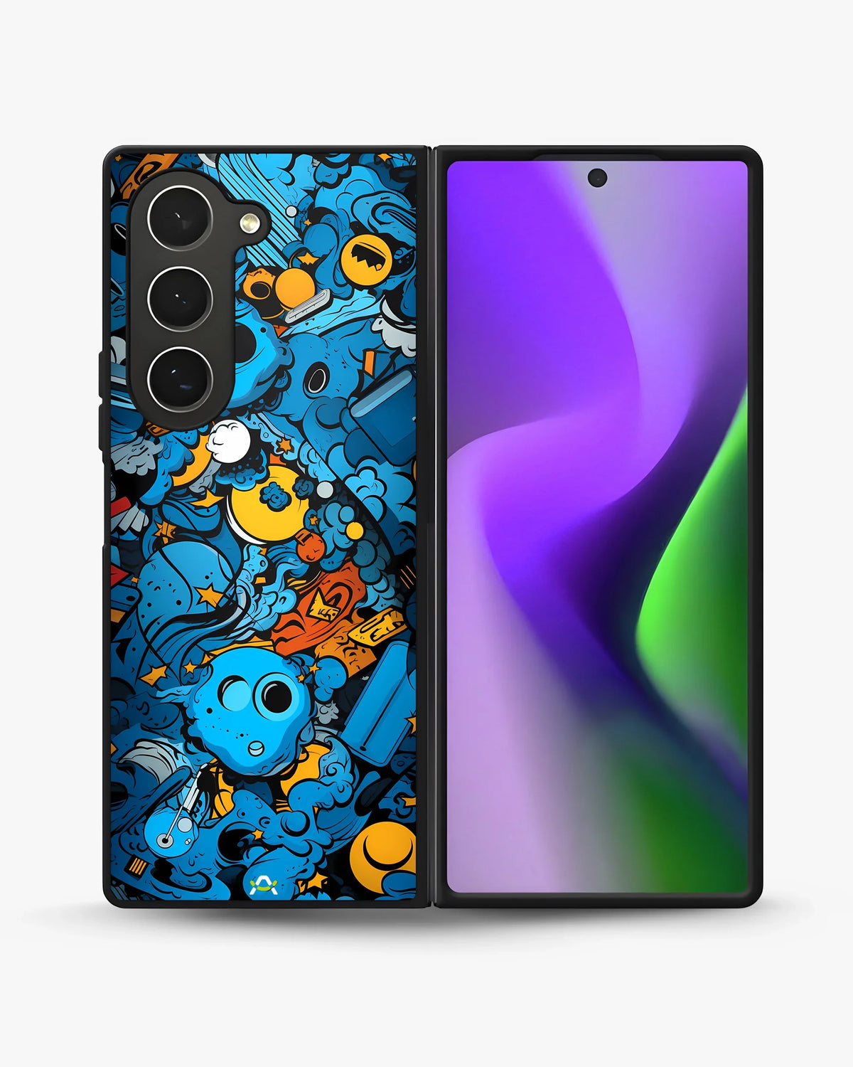 Blue Doodle Art Phone Case - Playful Cartoon Collage Print for iPhone, Samsung, Pixel, OnePlus & Vivo