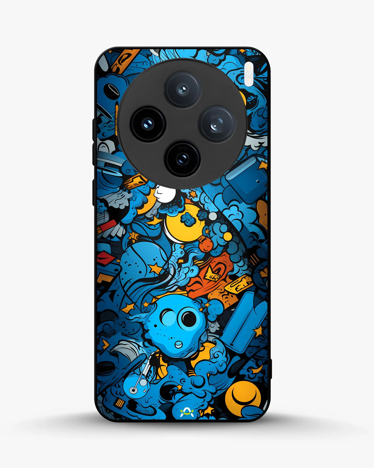 Blue Doodle Art Phone Case - Playful Cartoon Collage Print for iPhone, Samsung, Pixel, OnePlus & Vivo