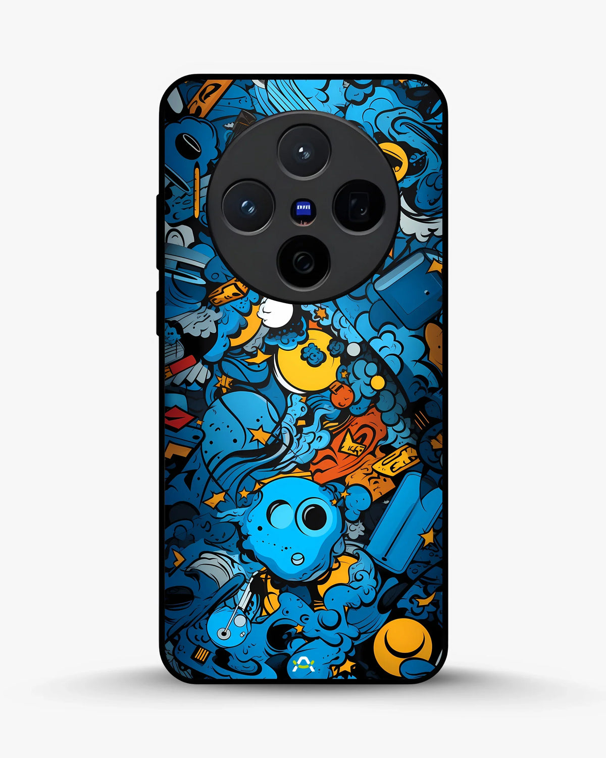 Blue Doodle Art Phone Case - Playful Cartoon Collage Print for iPhone, Samsung, Pixel, OnePlus & Vivo