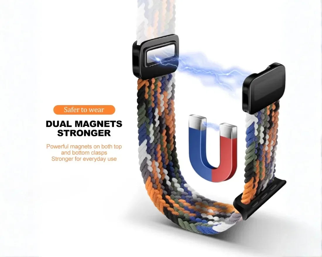 Magnetic Buckle Braided Loop Band for Apple Watch - Multicolor Nylon Strap