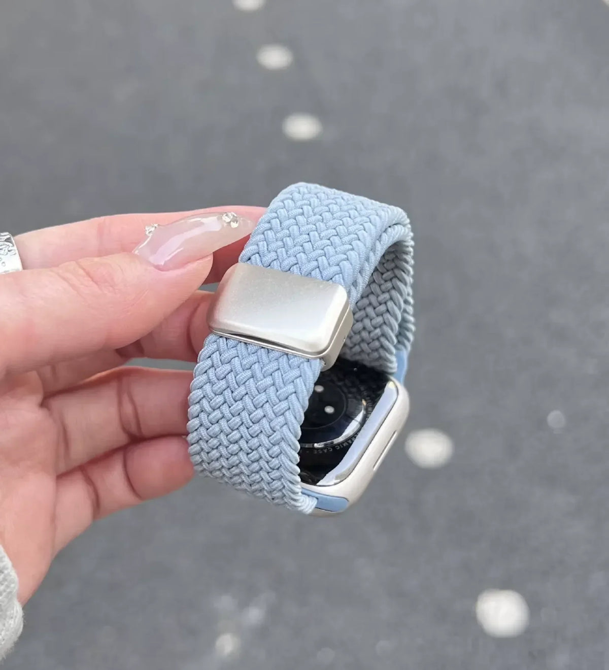 Magnetic Buckle Braided Loop Band for Apple Watch - Blue Nylon Strap