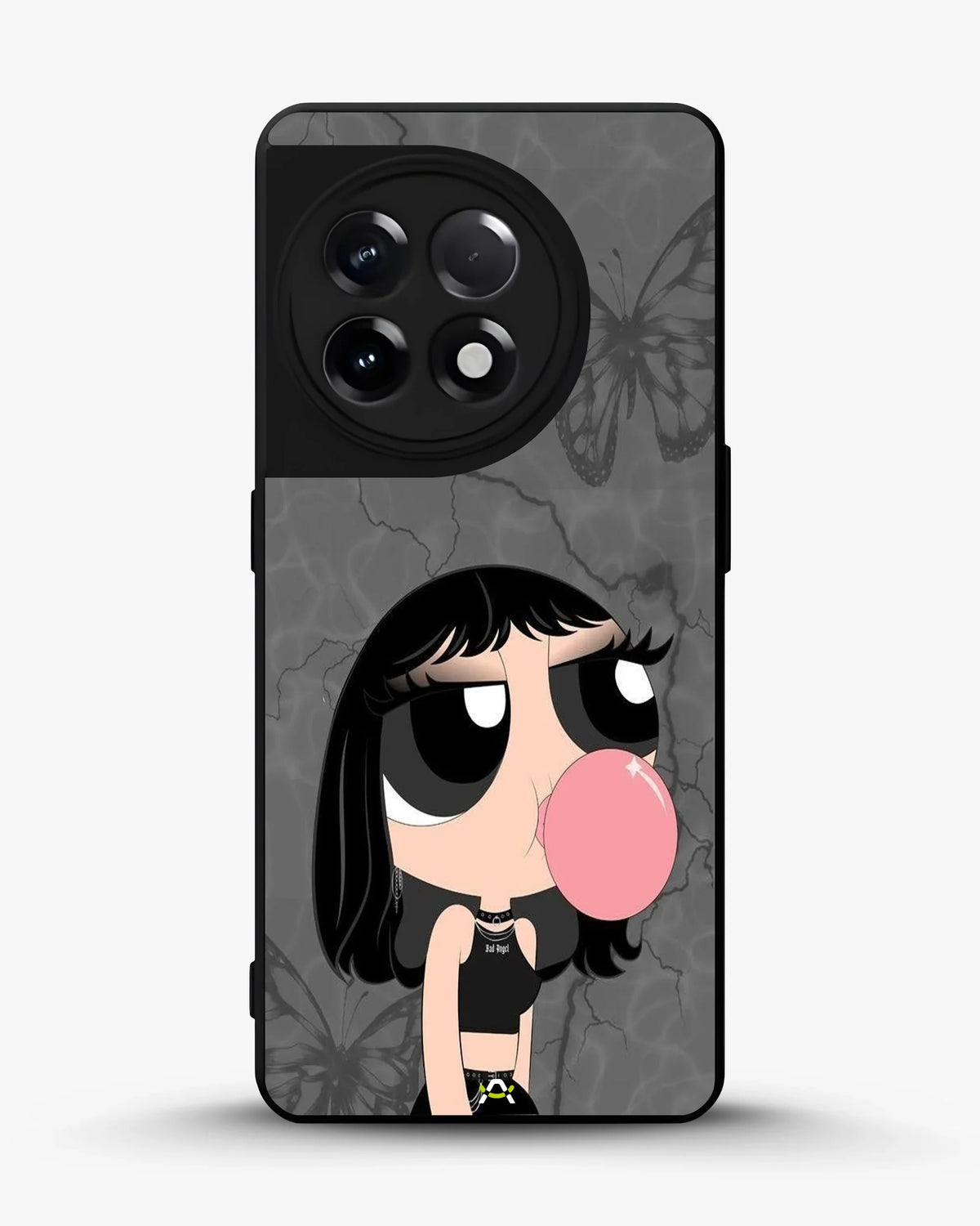 Bubblegum Cartoon Girl Phone Case - Cute Gray & Pink Print for iPhone, Samsung, Pixel, OnePlus & Vivo