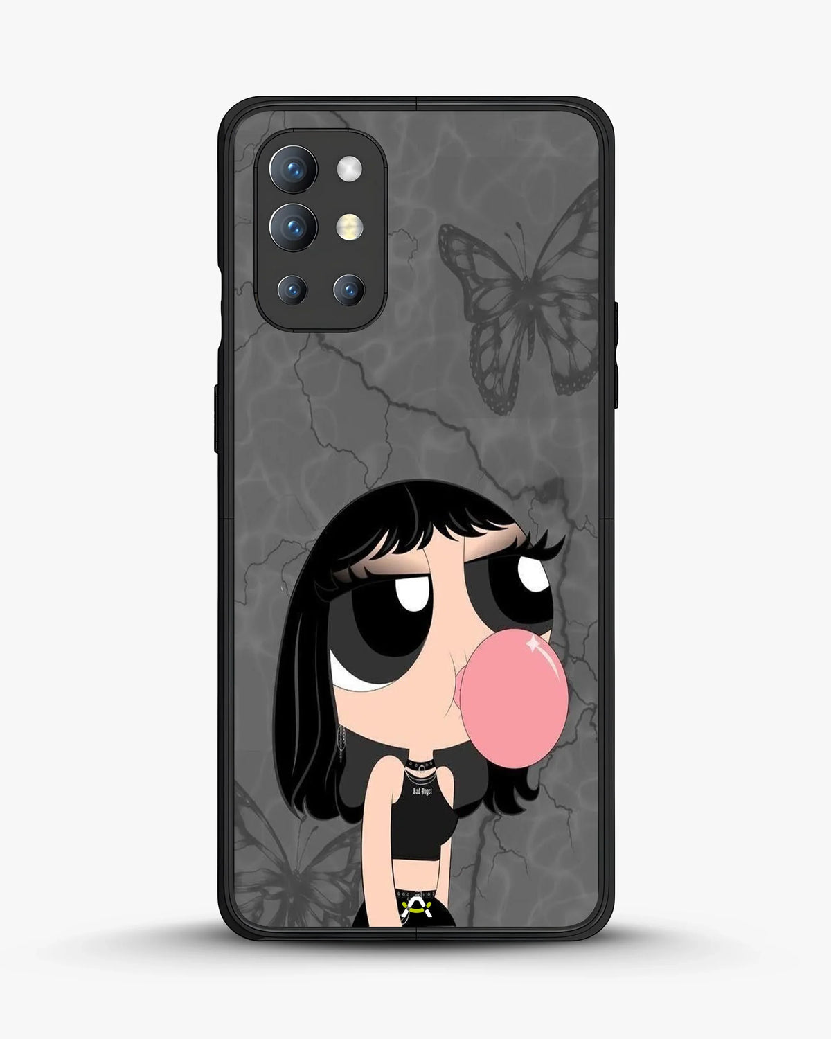 Bubblegum Cartoon Girl Phone Case - Cute Gray & Pink Print for iPhone, Samsung, Pixel, OnePlus & Vivo