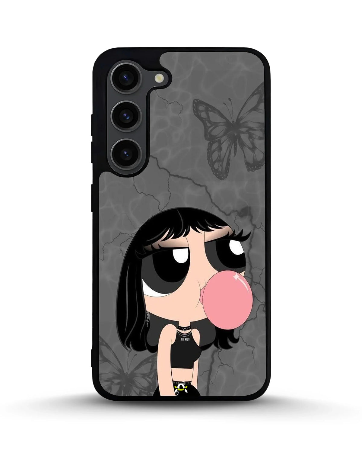 Bubblegum Cartoon Girl Phone Case - Cute Gray & Pink Print for iPhone, Samsung, Pixel, OnePlus & Vivo
