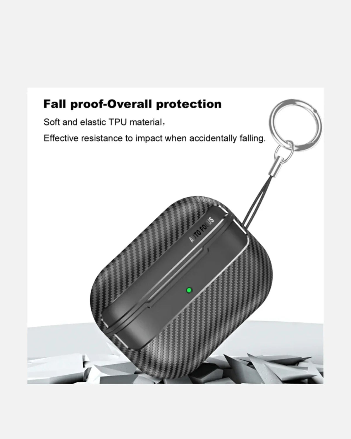 Carbon Fiber AirPods Pro 2 & Pro Case with Keychain | Shockproof TPU Cover for Rugged Protection