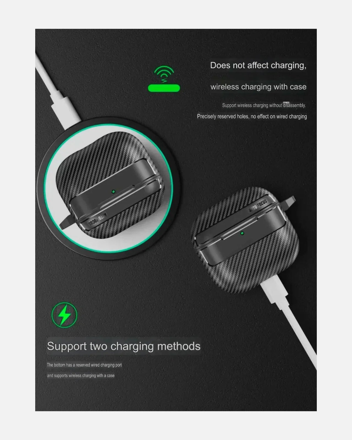 Carbon Texture Case – Rugged Protection with Stylish Design - AirPods 4 – Black
