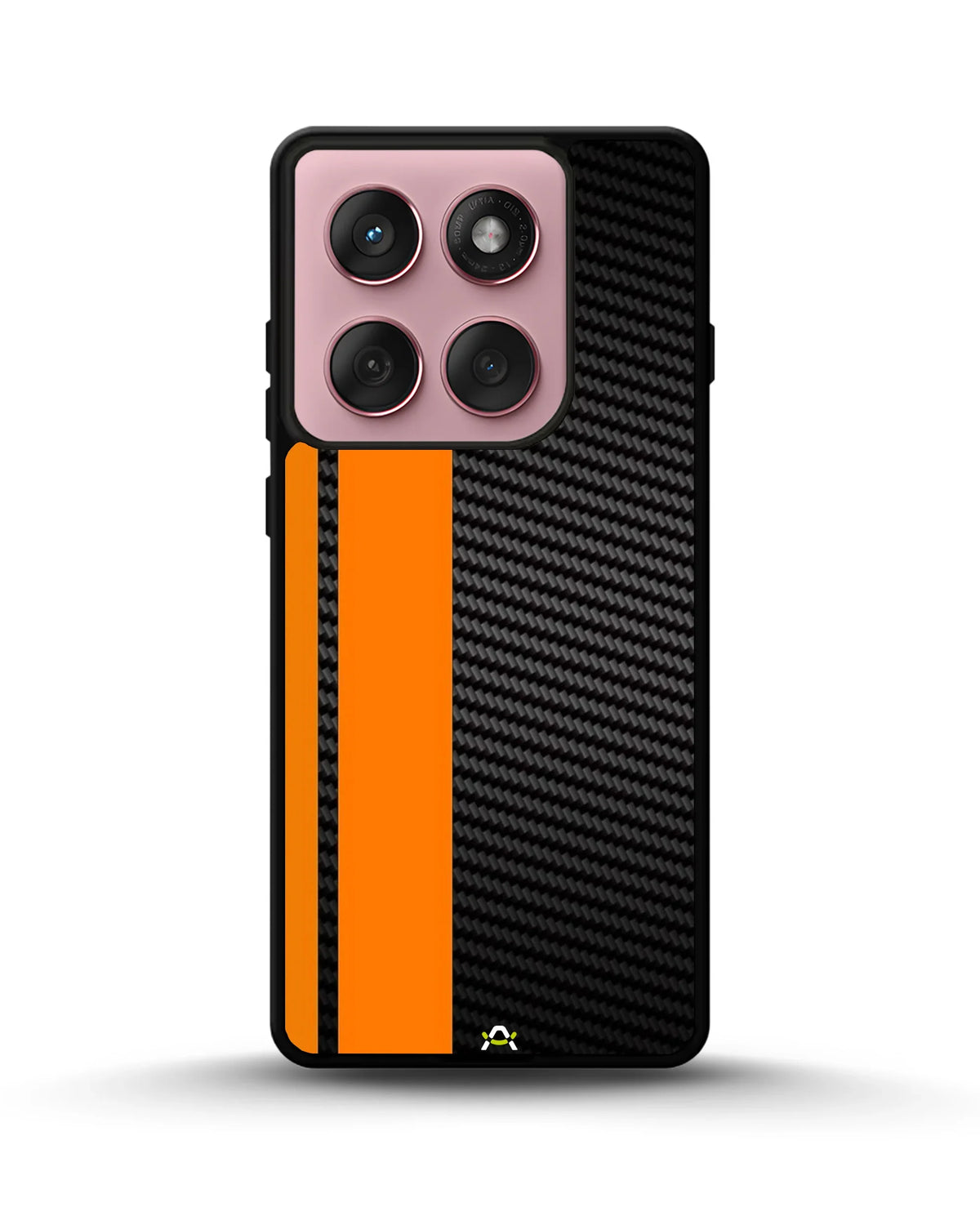Carbon Weave Print Phone Case - Orange & Black Textured Pattern for iPhone, Samsung, Pixel, OnePlus & Vivo