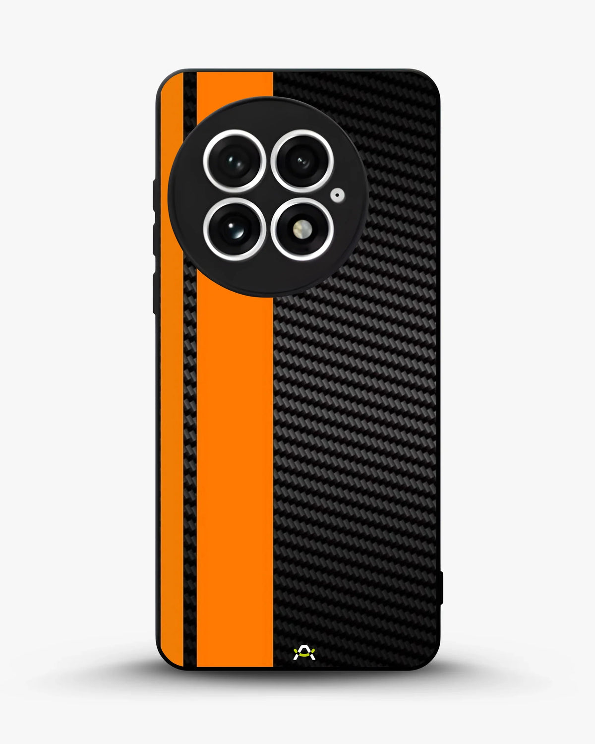 Carbon Weave Print Phone Case - Orange & Black Textured Pattern for iPhone, Samsung, Pixel, OnePlus & Vivo