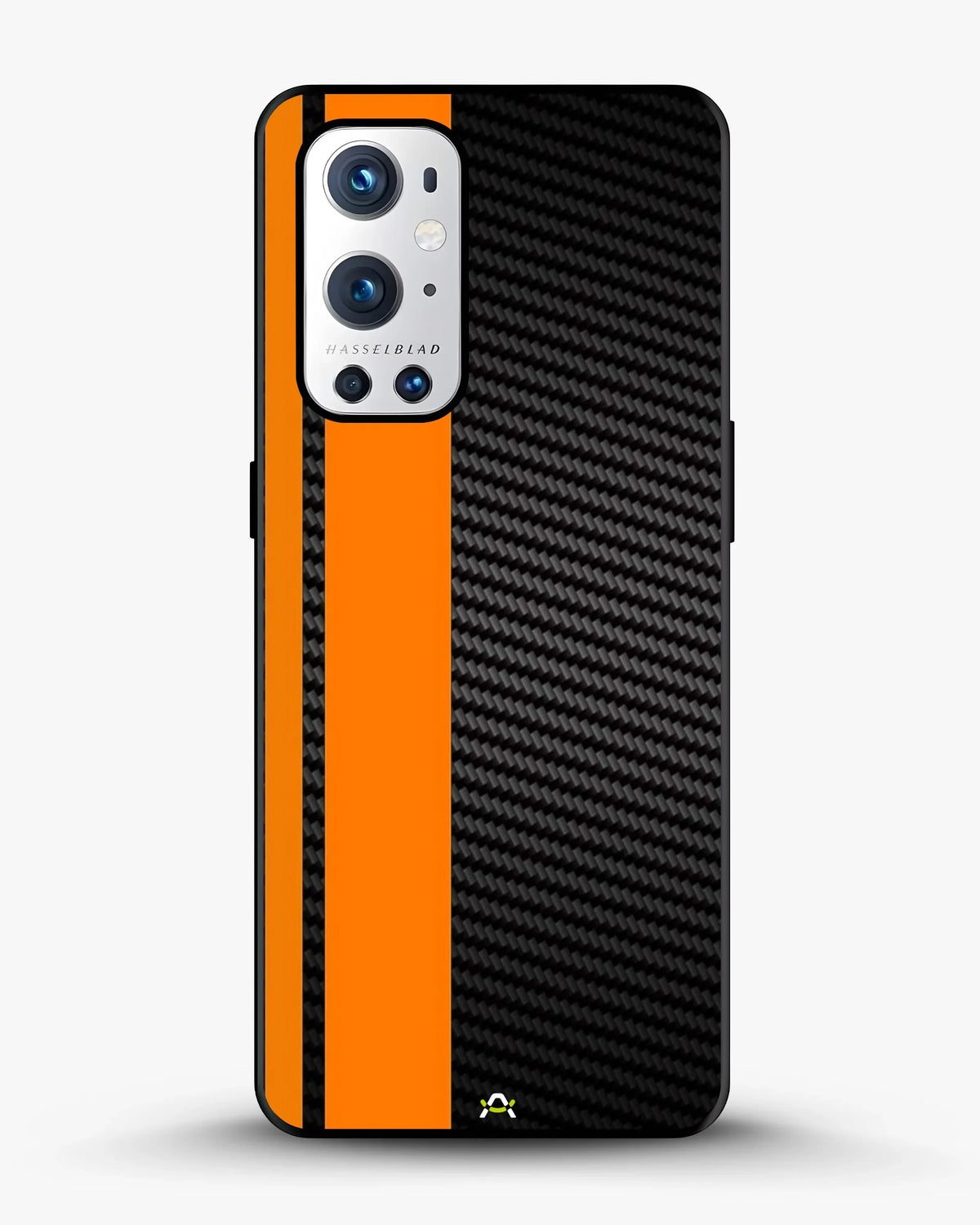 Carbon Weave Print Phone Case - Orange & Black Textured Pattern for iPhone, Samsung, Pixel, OnePlus & Vivo