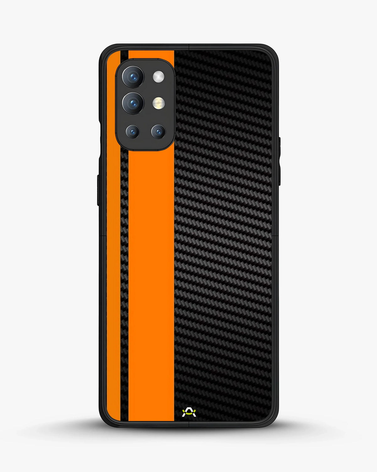 Carbon Weave Print Phone Case - Orange & Black Textured Pattern for iPhone, Samsung, Pixel, OnePlus & Vivo