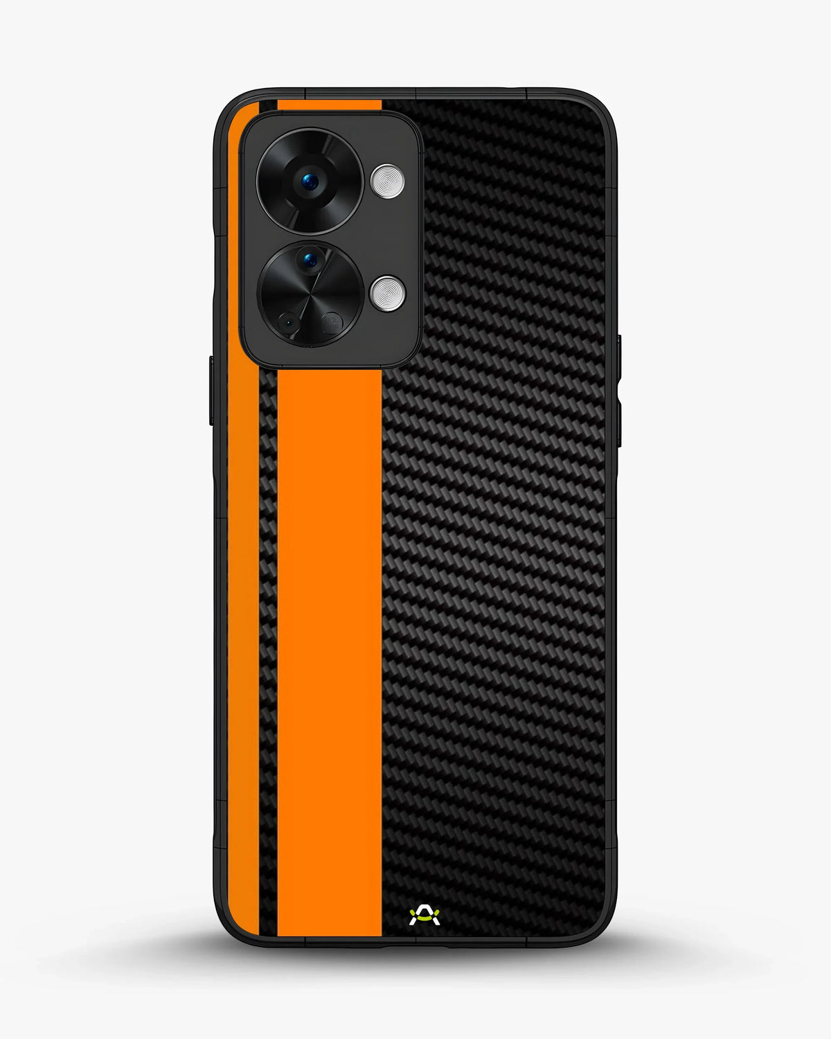 Carbon Weave Print Phone Case - Orange & Black Textured Pattern for iPhone, Samsung, Pixel, OnePlus & Vivo