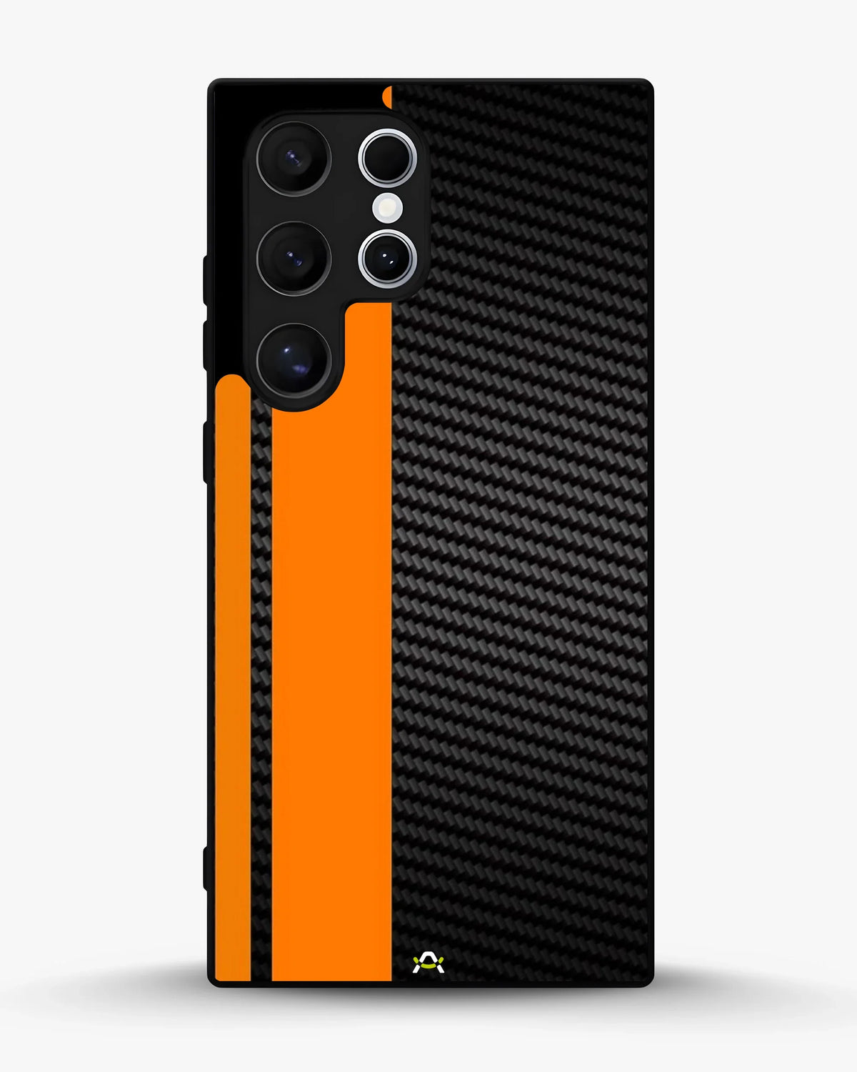 Carbon Weave Print Phone Case - Orange & Black Textured Pattern for iPhone, Samsung, Pixel, OnePlus & Vivo