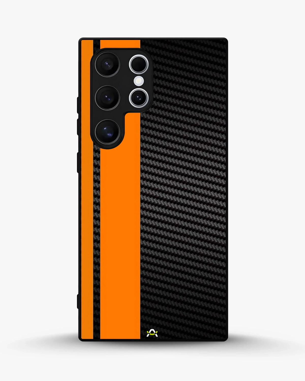 Carbon Weave Print Phone Case - Orange & Black Textured Pattern for iPhone, Samsung, Pixel, OnePlus & Vivo