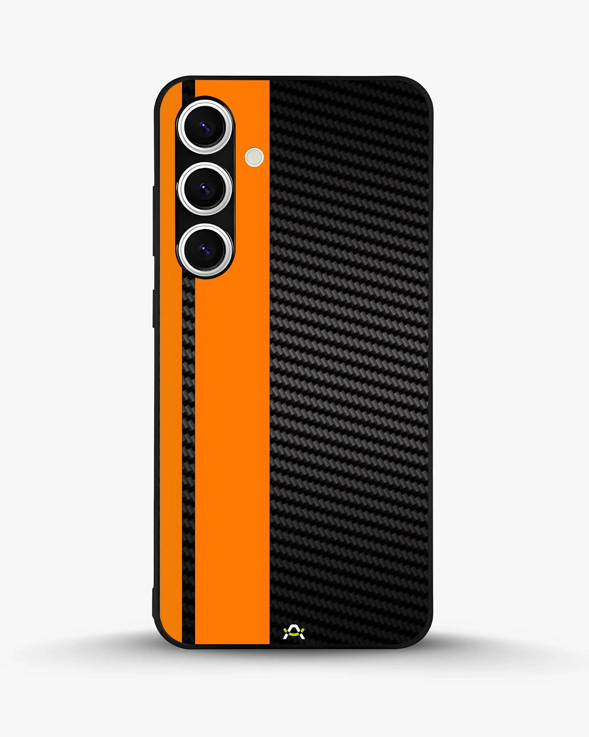 Carbon Weave Print Phone Case - Orange & Black Textured Pattern for iPhone, Samsung, Pixel, OnePlus & Vivo