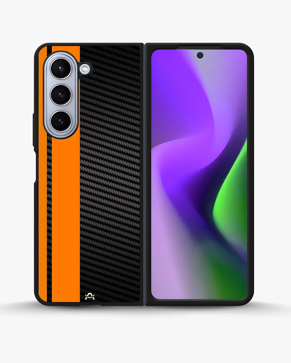 Carbon Weave Print Phone Case - Orange & Black Textured Pattern for iPhone, Samsung, Pixel, OnePlus & Vivo