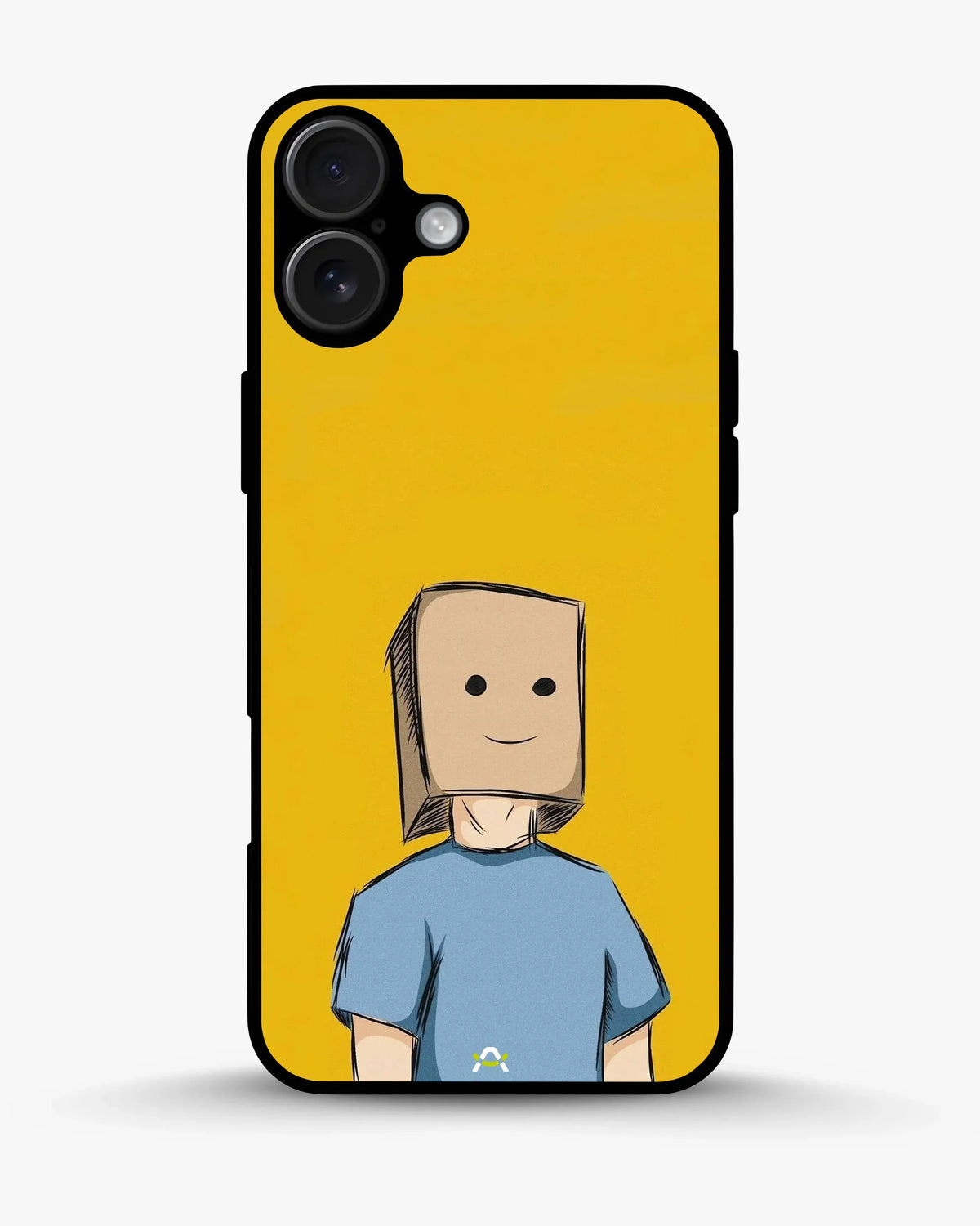 Cartoon Box Person Phone Case - Quirky Yellow & Blue Print for iPhone, Samsung, Pixel, OnePlus & Vivo