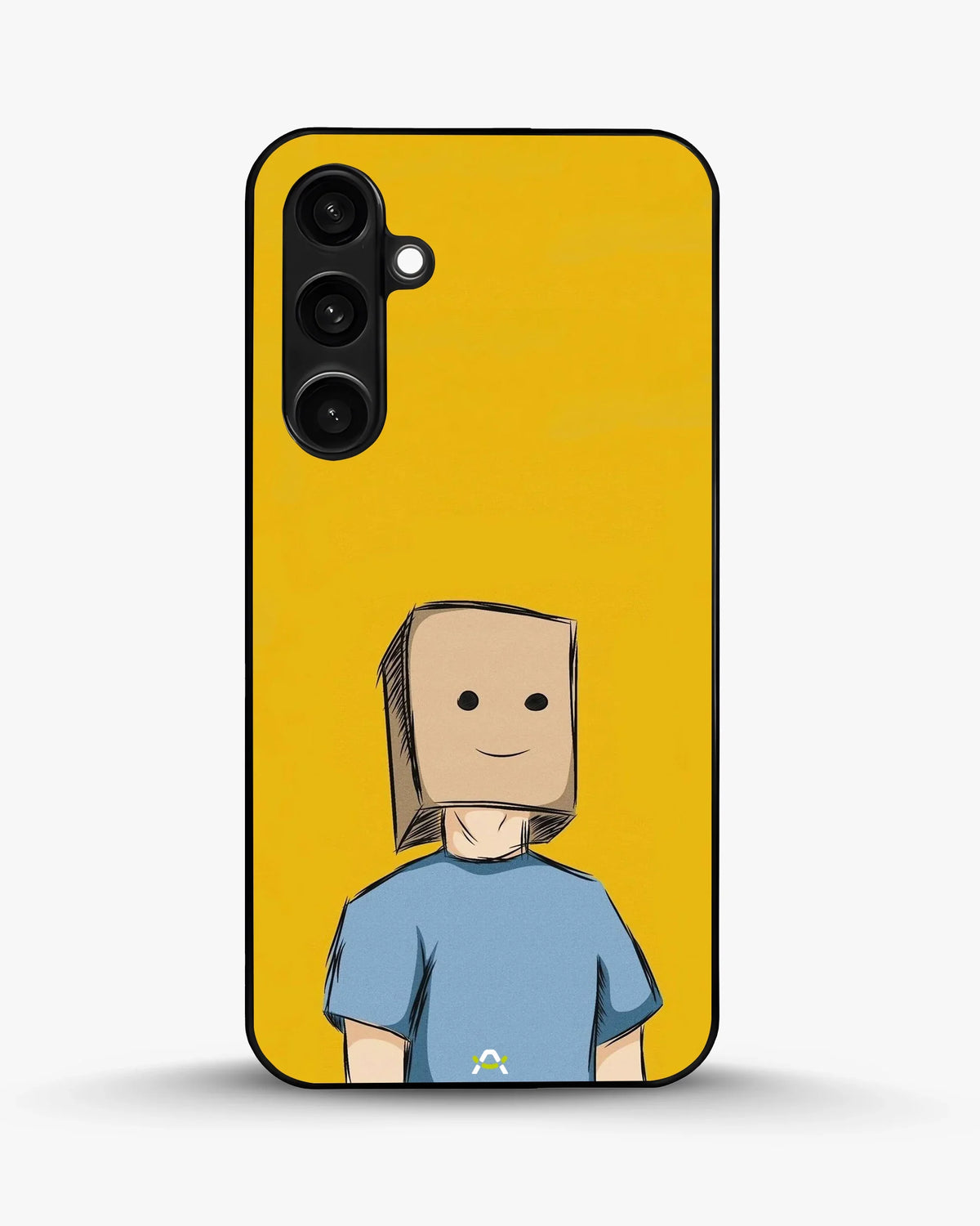 Cartoon Box Person Phone Case - Quirky Yellow & Blue Print for iPhone, Samsung, Pixel, OnePlus & Vivo