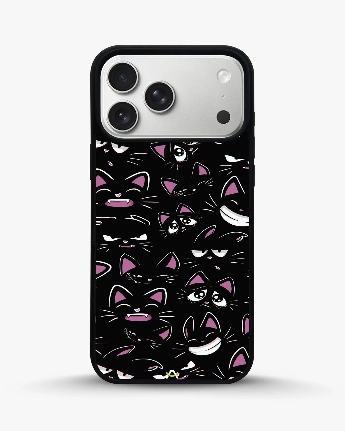 Cartoon Cat Faces Phone Case - Cute Black & Pink Print for iPhone, Samsung, Pixel, OnePlus & Vivo