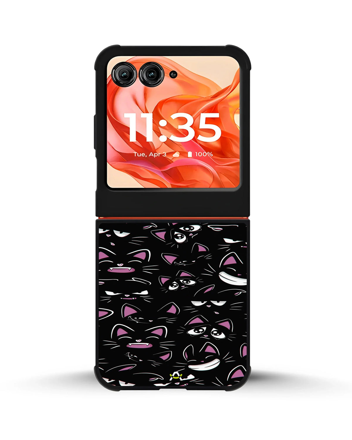 Cartoon Cat Faces Phone Case - Cute Black & Pink Print for iPhone, Samsung, Pixel, OnePlus & Vivo