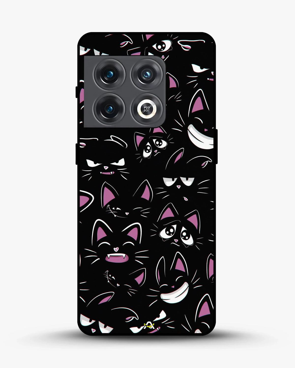 Cartoon Cat Faces Phone Case - Cute Black & Pink Print for iPhone, Samsung, Pixel, OnePlus & Vivo