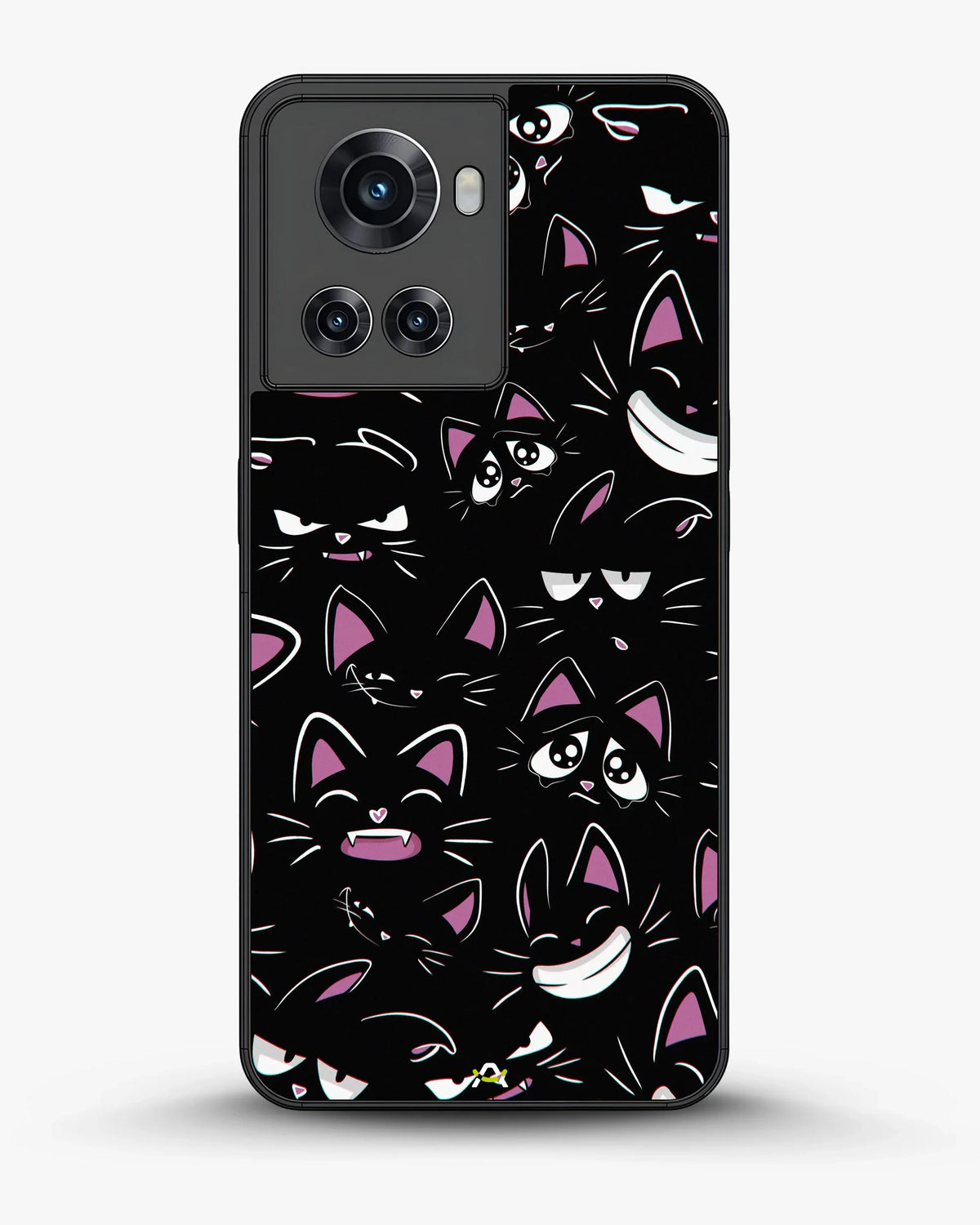 Cartoon Cat Faces Phone Case - Cute Black & Pink Print for iPhone, Samsung, Pixel, OnePlus & Vivo