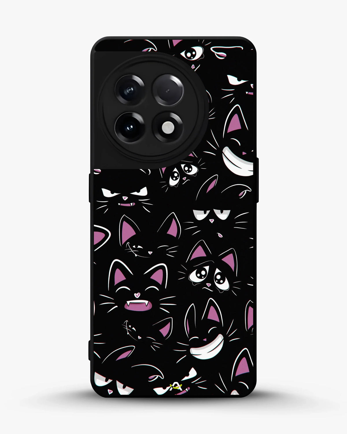 Cartoon Cat Faces Phone Case - Cute Black & Pink Print for iPhone, Samsung, Pixel, OnePlus & Vivo
