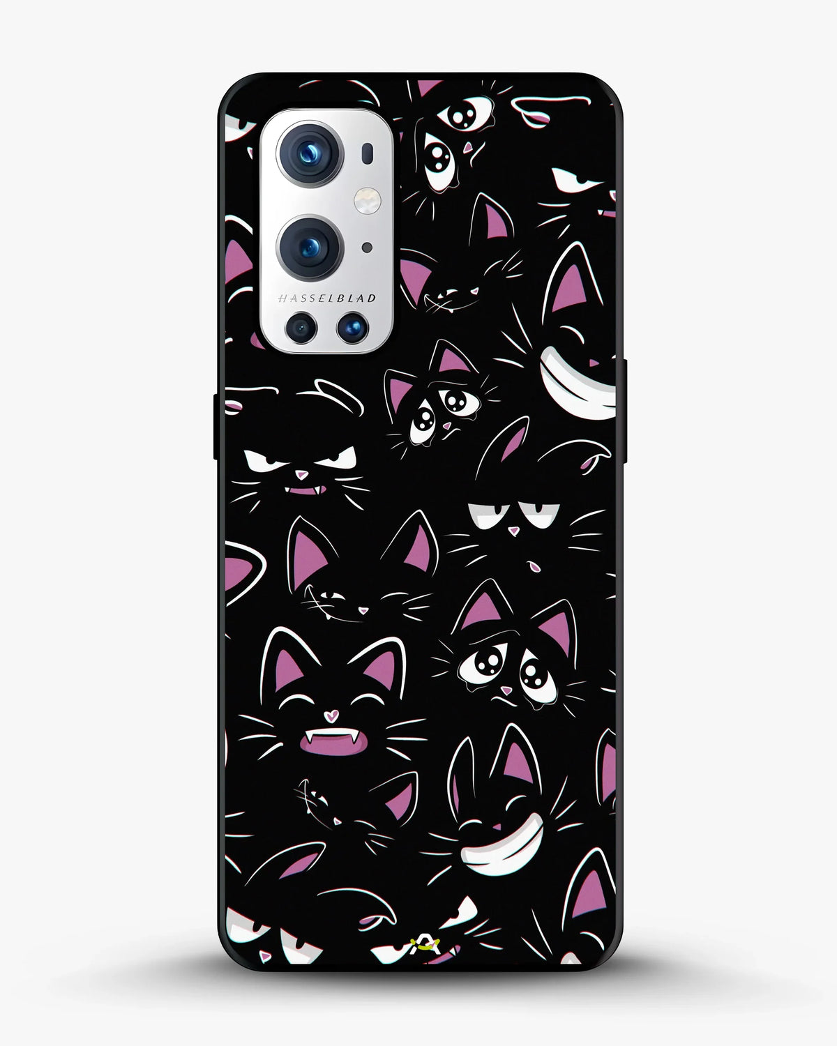 Cartoon Cat Faces Phone Case - Cute Black & Pink Print for iPhone, Samsung, Pixel, OnePlus & Vivo