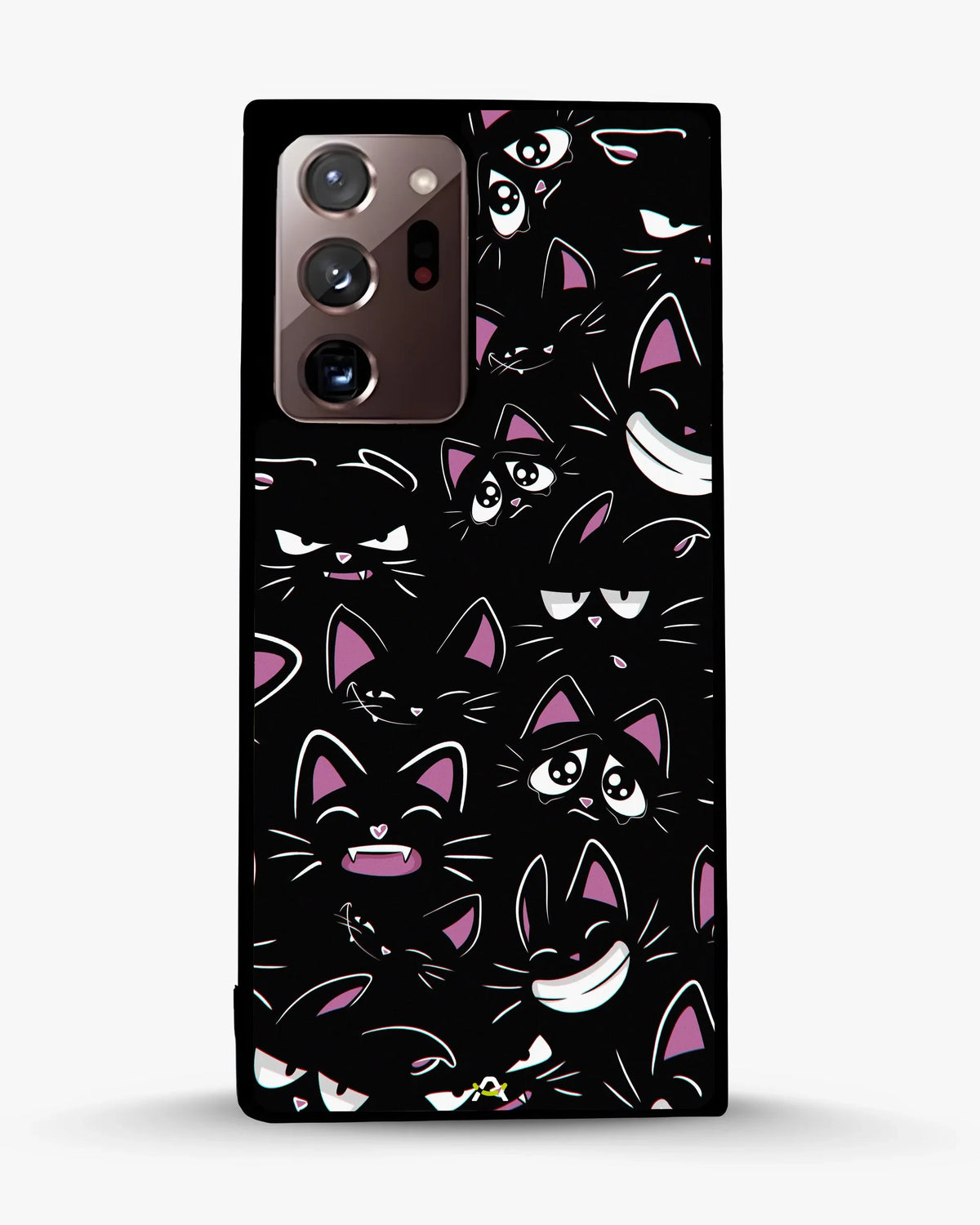 Cartoon Cat Faces Phone Case - Cute Black & Pink Print for iPhone, Samsung, Pixel, OnePlus & Vivo