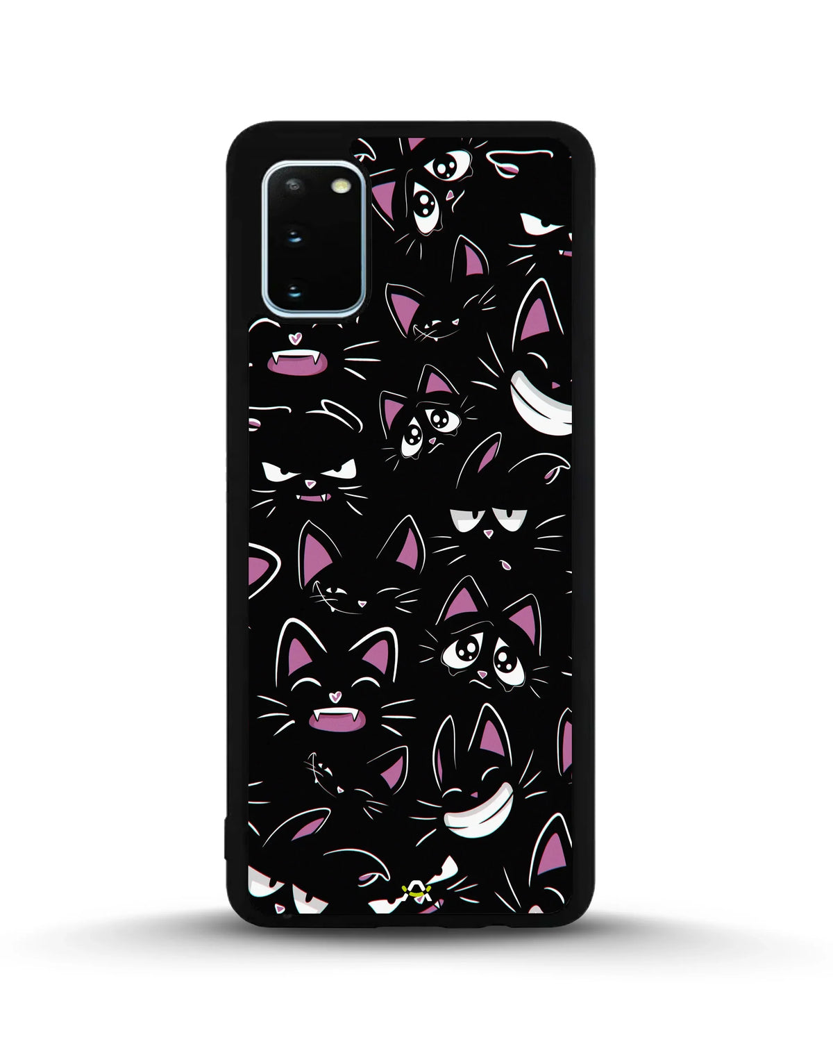 Cartoon Cat Faces Phone Case - Cute Black & Pink Print for iPhone, Samsung, Pixel, OnePlus & Vivo