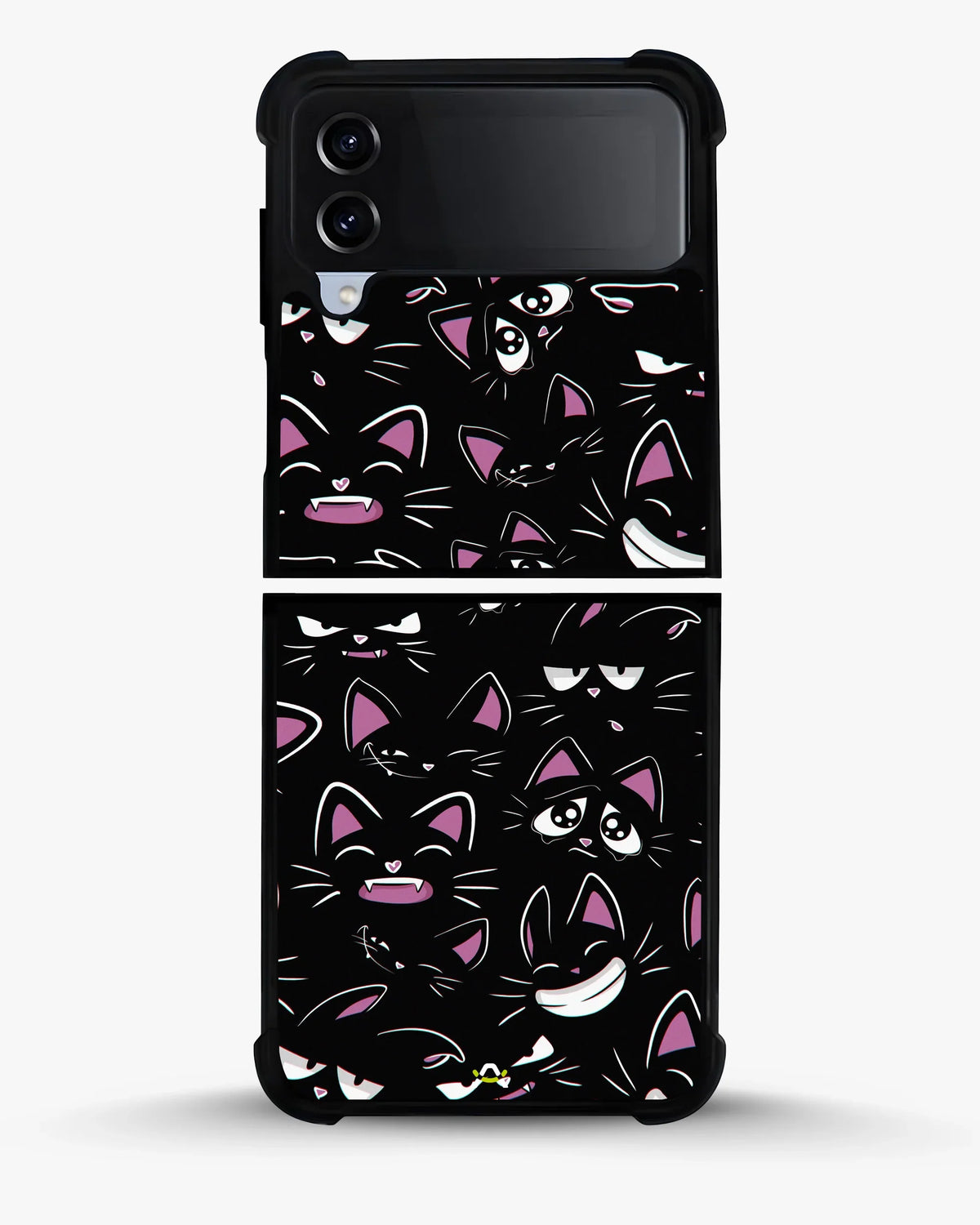 Cartoon Cat Faces Phone Case - Cute Black & Pink Print for iPhone, Samsung, Pixel, OnePlus & Vivo