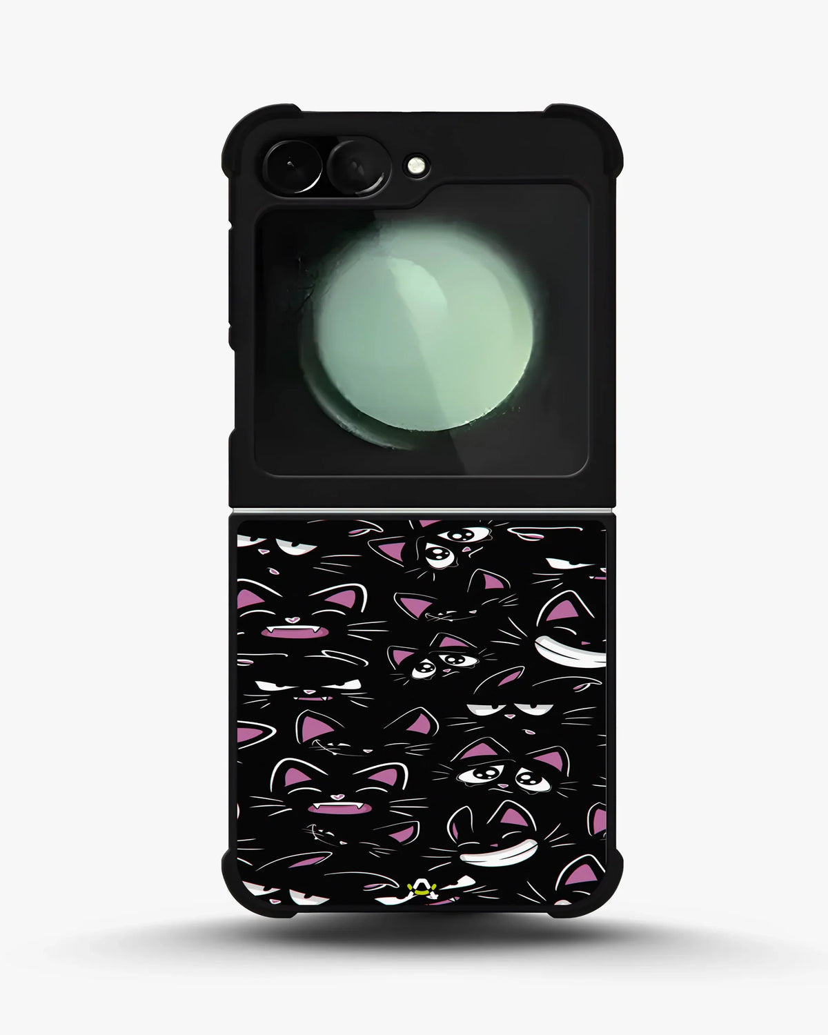 Cartoon Cat Faces Phone Case - Cute Black & Pink Print for iPhone, Samsung, Pixel, OnePlus & Vivo