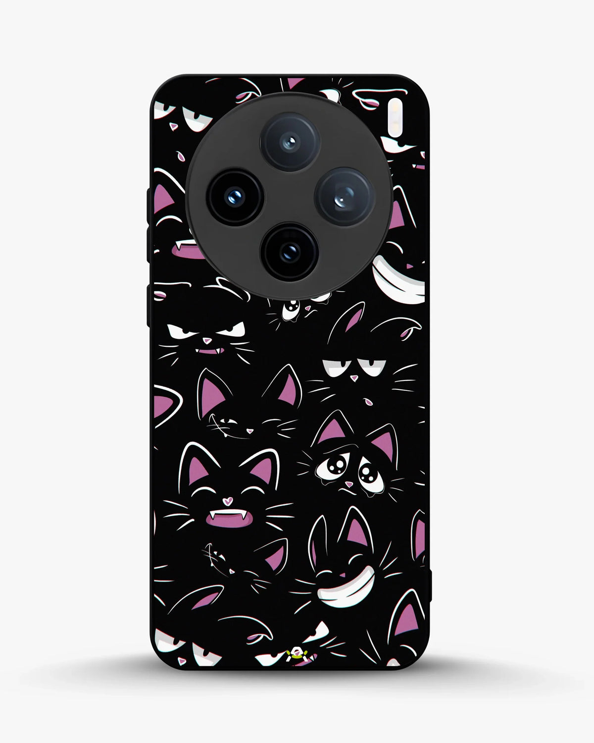 Cartoon Cat Faces Phone Case - Cute Black & Pink Print for iPhone, Samsung, Pixel, OnePlus & Vivo