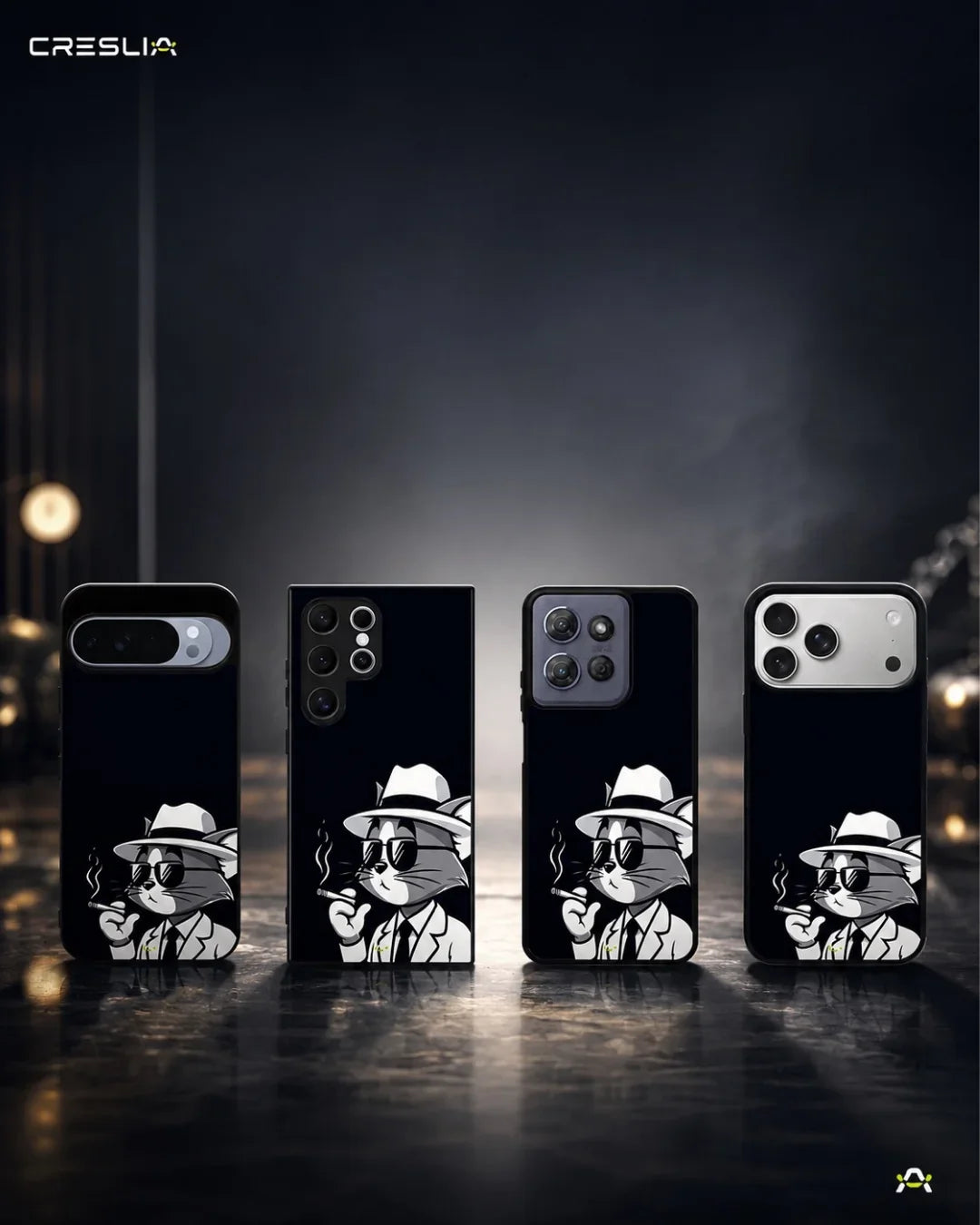 Cat Detective Phone Case - Monochrome Art Print for iPhone, Samsung, Pixel, OnePlus & Vivo