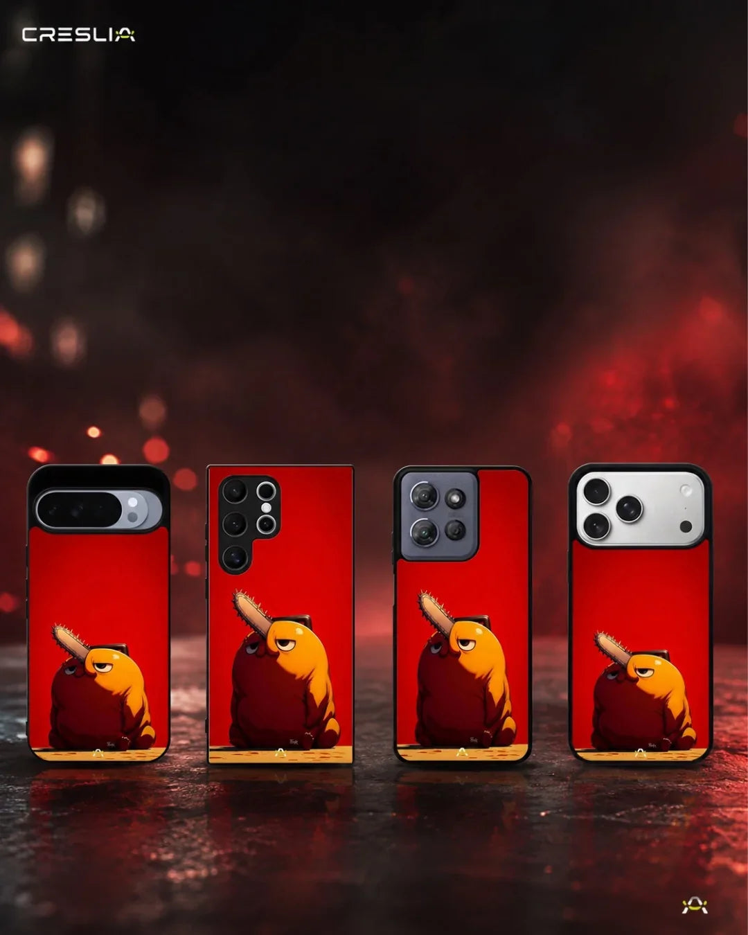 Chainsaw Devil Anime Phone Case - Orange & Red Print for iPhone, Samsung, Pixel, OnePlus & Vivo
